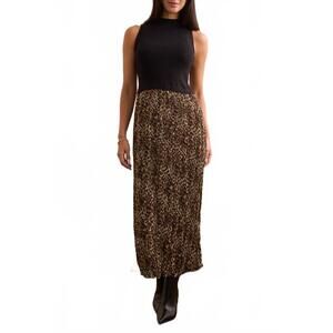NEW TRIBAL sleeveless twofer maxi dress in leopard